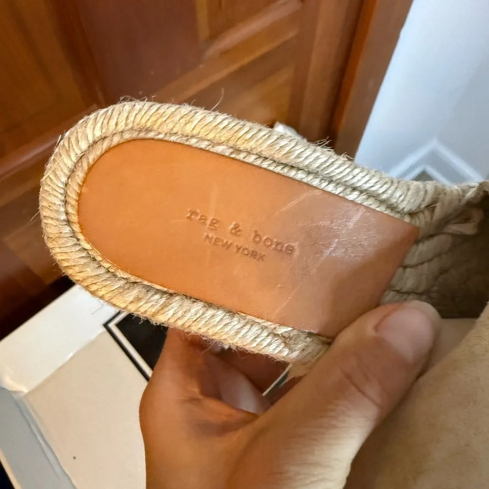 Rag & Bone Calla Beige Suede Wedge Espadrille Sandal